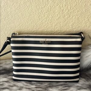 Kate Spade Black and White Striped STORYBOOK Crossbody Bag